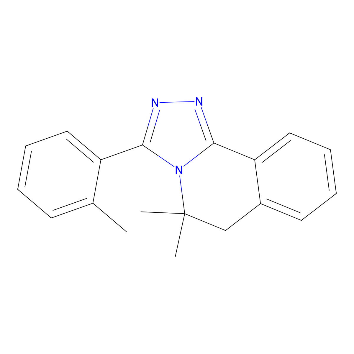 5,5-dimethyl-3-(2-methylphenyl)-6H-[1,2,4]triazolo[3,4-a]isoquinoline molecular structure, CAS 147567-59-7