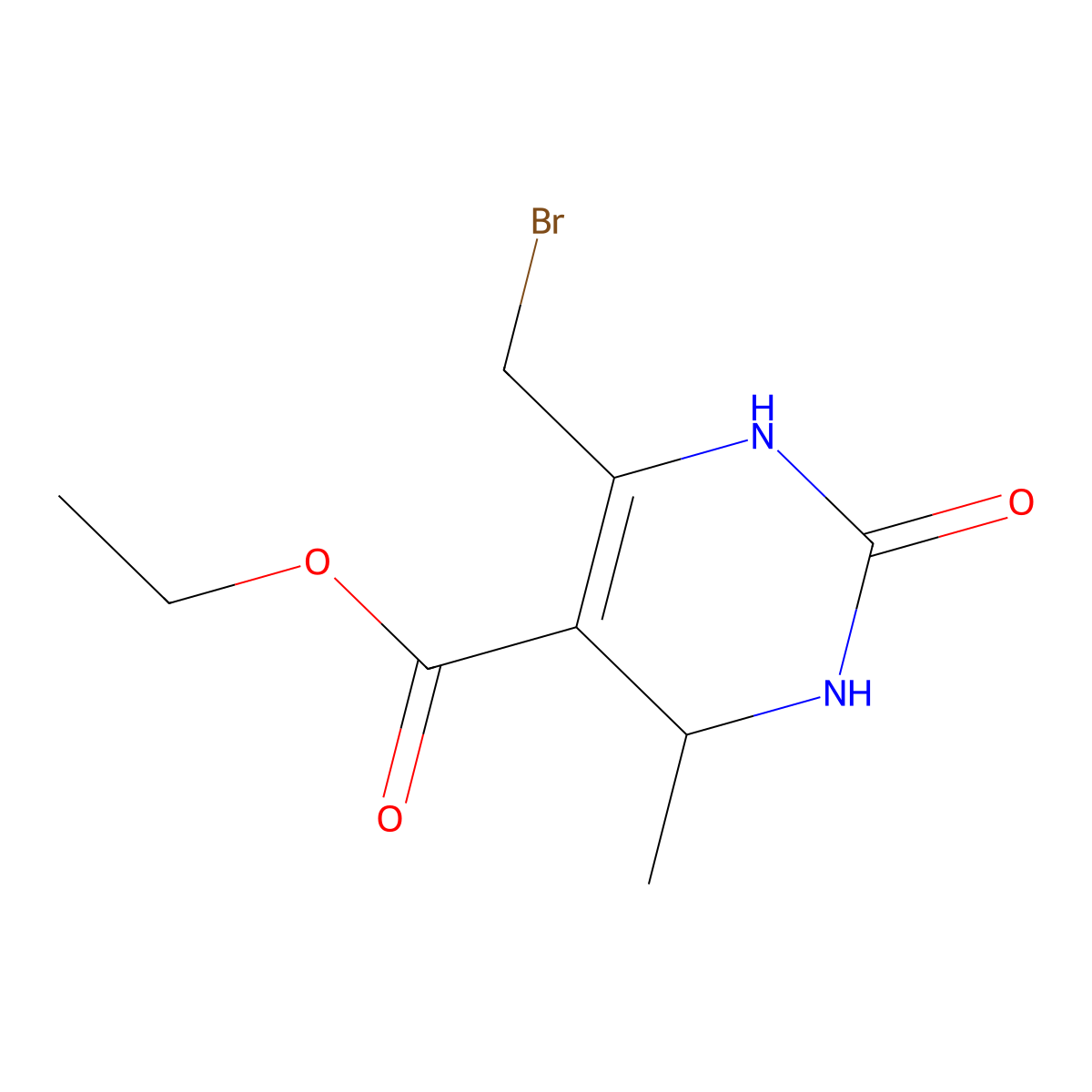 Ethyl 6-(bromomethyl)-4-methyl-2-oxo-1,2,3,4-tetrahydropyrimidine-5-carboxylate molecular structure, CAS 14757-98-3