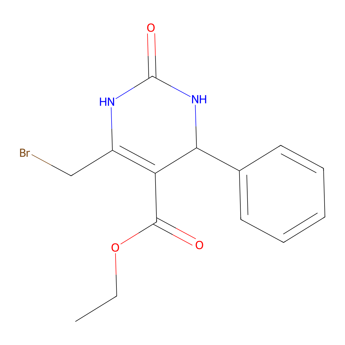 Ethyl 6-(bromomethyl)-2-oxo-4-phenyl-1,2,3,4-tetrahydropyrimidine-5-carboxylate molecular structure, CAS 14758-00-0