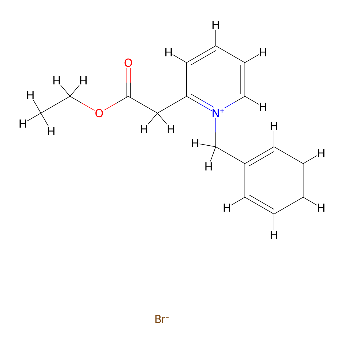 1-Benzyl-2-(2-ethoxy-2-oxoethyl)pyridinium bromide molecular structure, CAS 14759-27-4