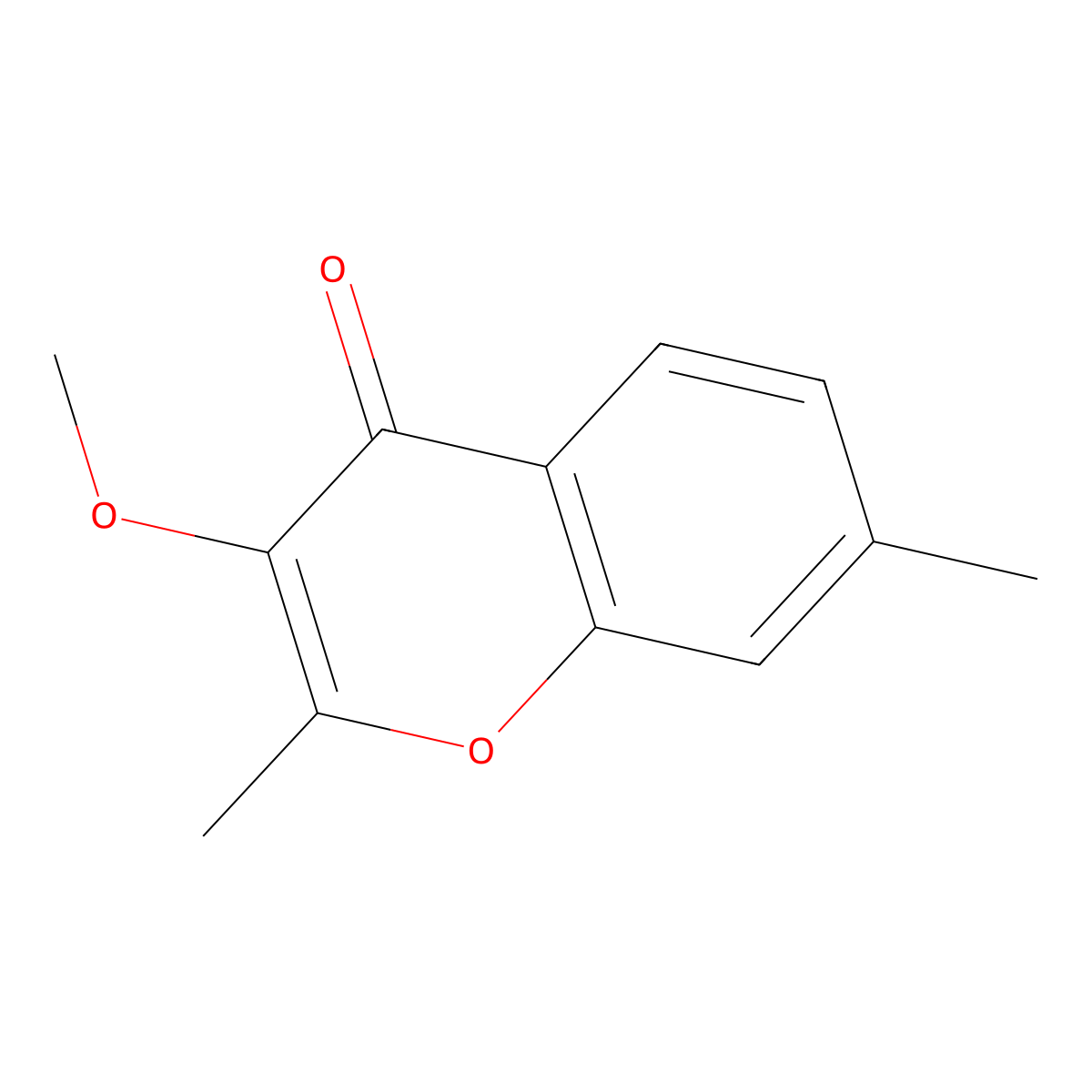 3-Methoxy-2,7-dimethyl-4H-chromen-4-one molecular structure, CAS 147590-73-6