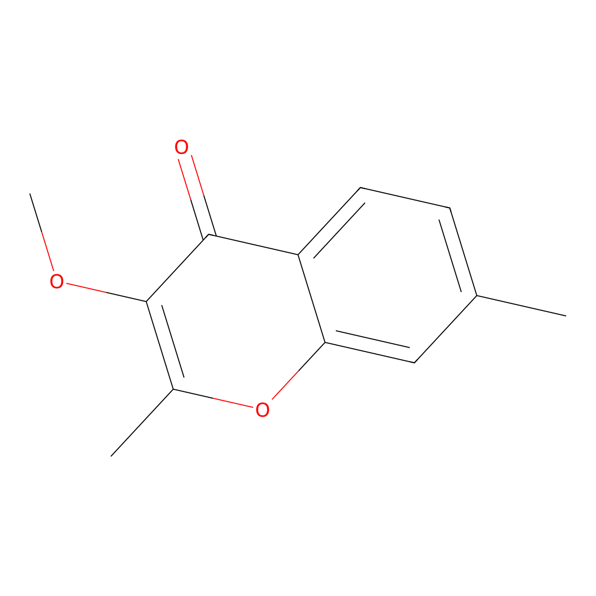 3-Methoxy-2,7-dimethyl-4H-chromen-4-one molecular structure, CAS 147590-73-6