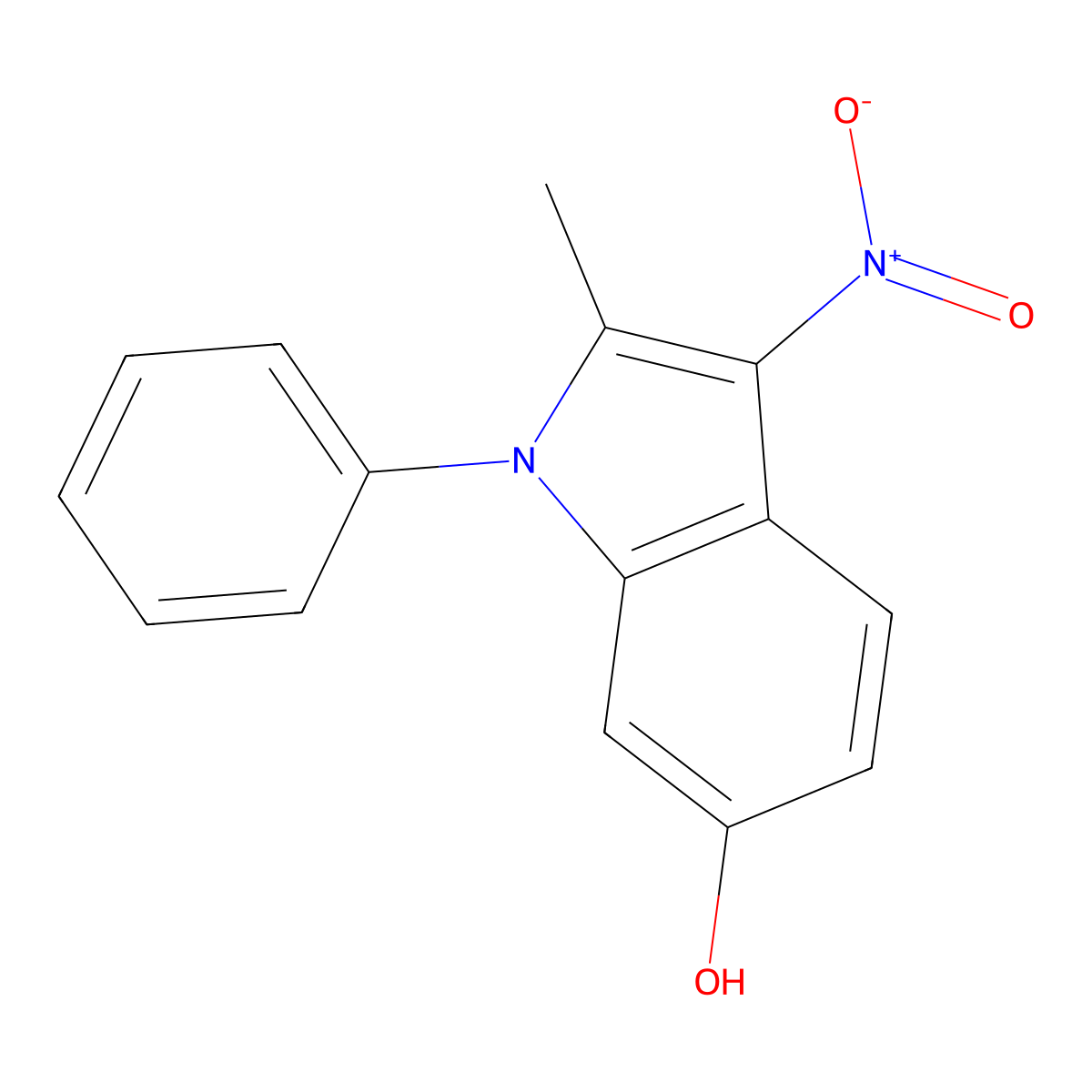 2-Methyl-3-nitro-1-phenylindol-6-ol molecular structure, CAS 147591-44-4