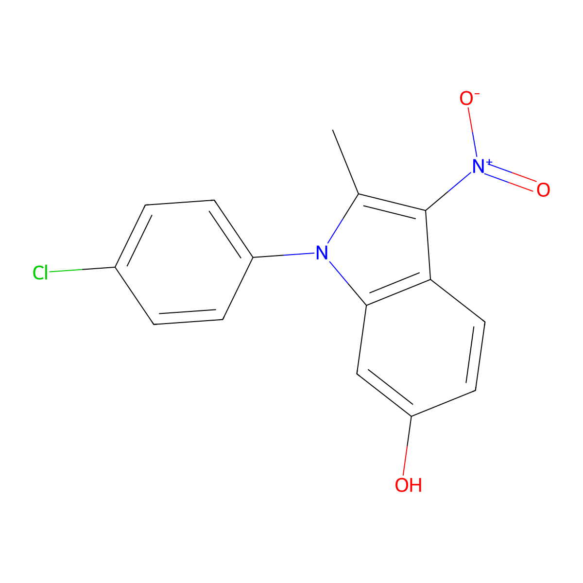 1-(4-chlorophenyl)-2-methyl-3-nitro-1H-indol-6-ol molecular structure, CAS 147591-47-7