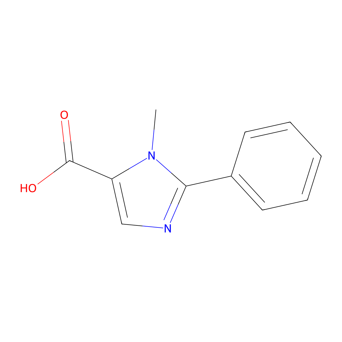 1-Methyl-2-phenylimidazole-5-carboxylic acid molecular structure, CAS 147591-67-1