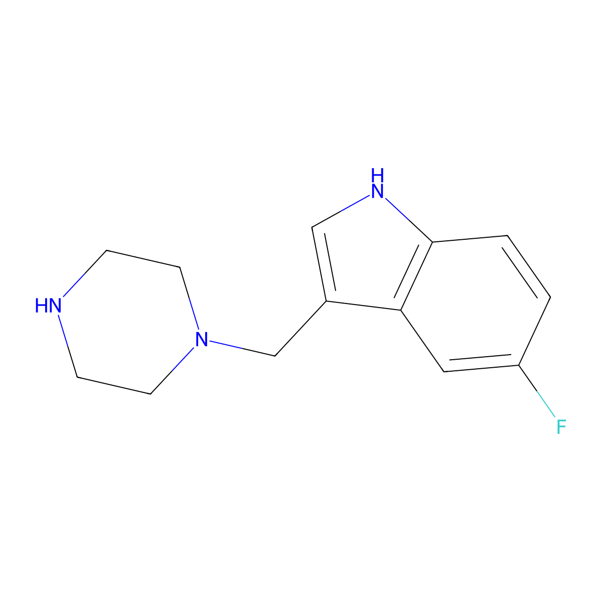 5-Fluoro-3-(piperazin-1-ylmethyl)-1H-indole molecular structure, CAS 147595-45-7