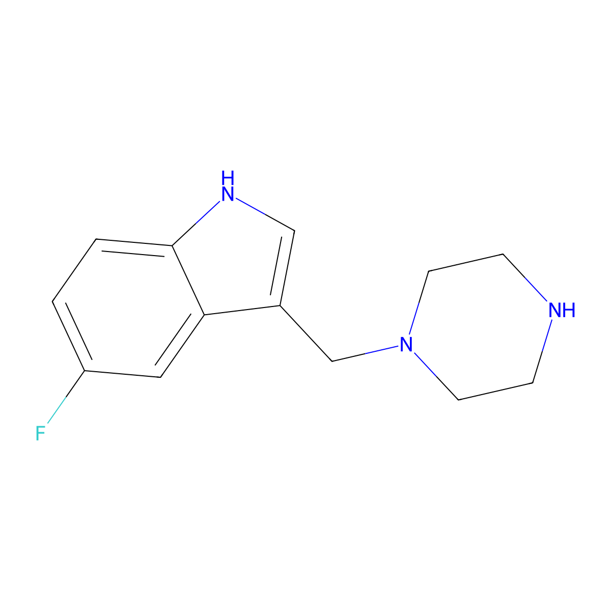 5-Fluoro-3-(piperazin-1-ylmethyl)-1H-indole molecular structure, CAS 147595-45-7