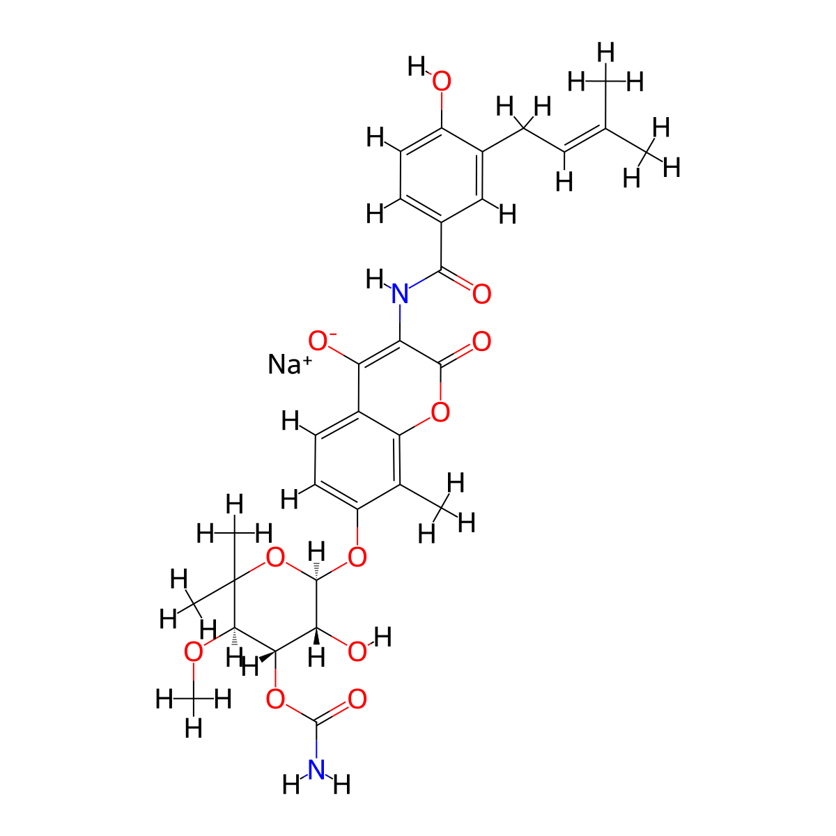 Novobiocin Sodium molecular structure, CAS 1476-53-5