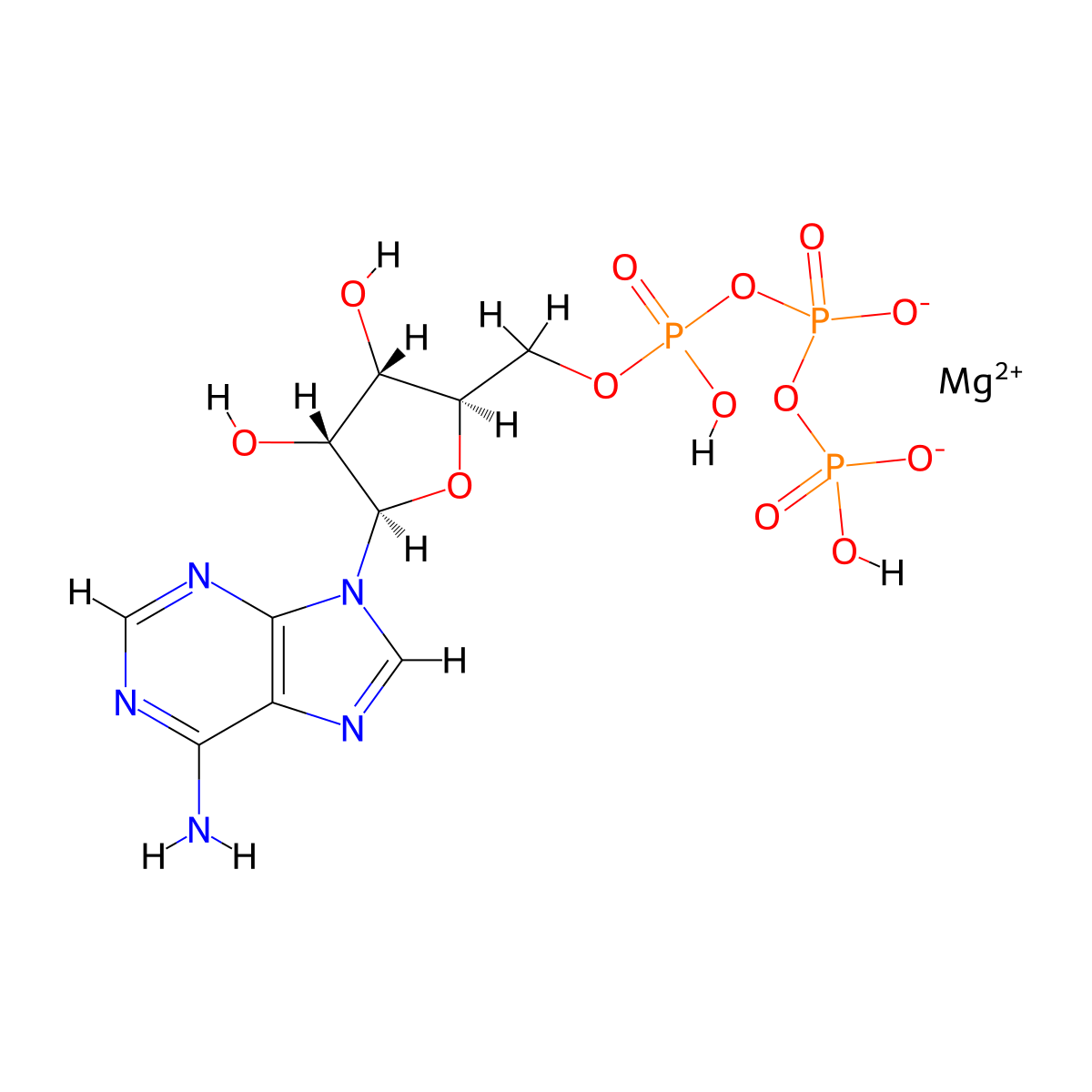 Magnesium ATP molecular structure, CAS 1476-84-2