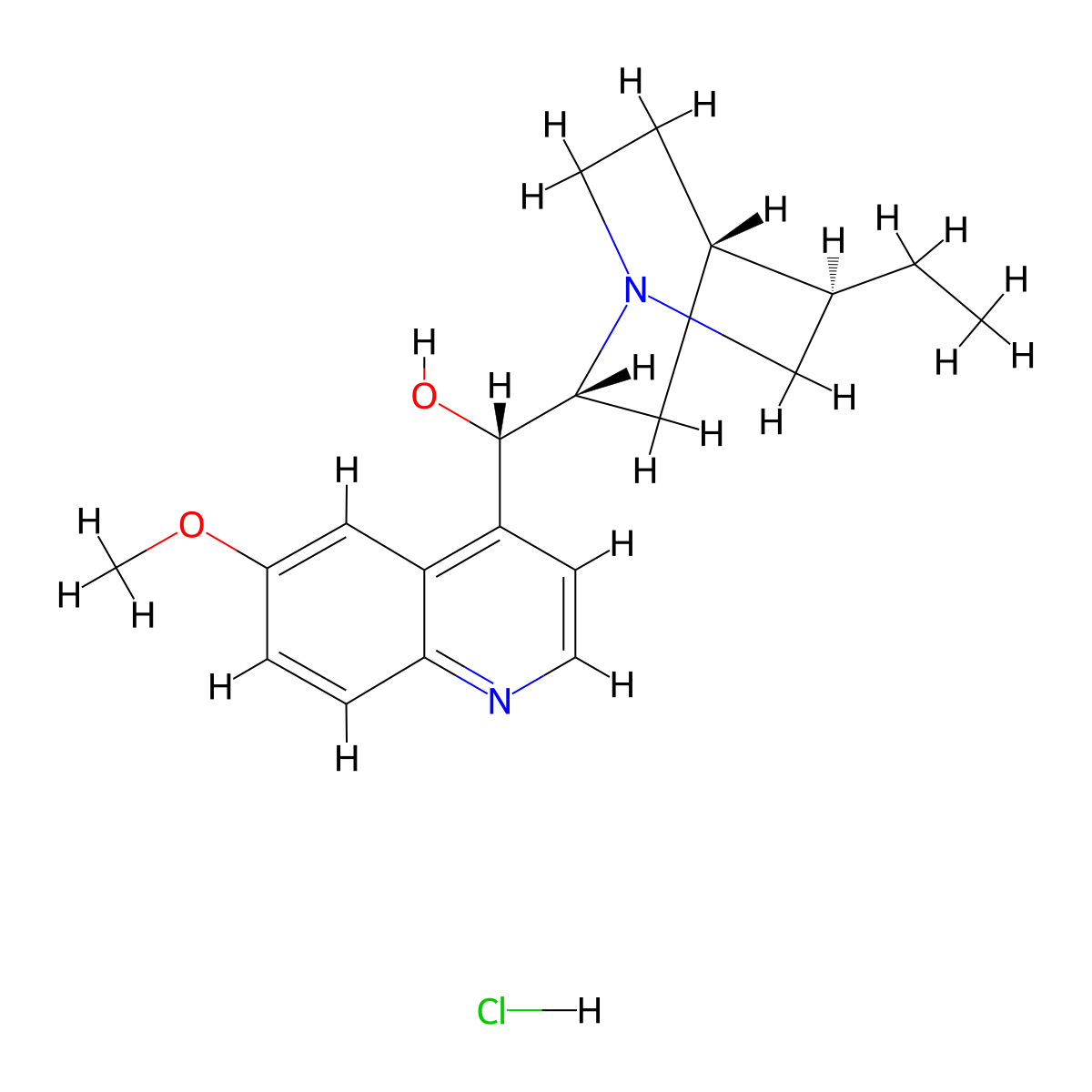 Hydroquinidine hydrochloride molecular structure, CAS 1476-98-8