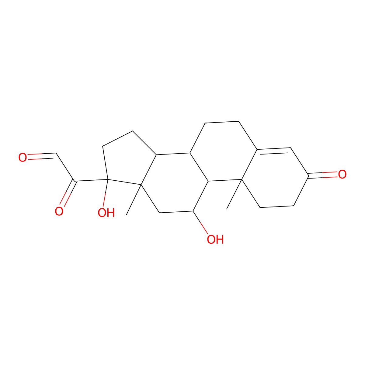 (11beta)-11,17-Dihydroxy-3,20-dioxopregn-4-en-21-al molecular structure, CAS 14760-49-7