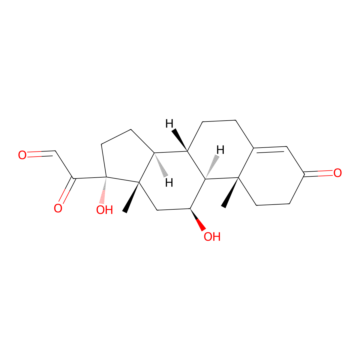 (11beta)-11,17-Dihydroxy-3,20-dioxopregn-4-en-21-al molecular structure, CAS 14760-49-7