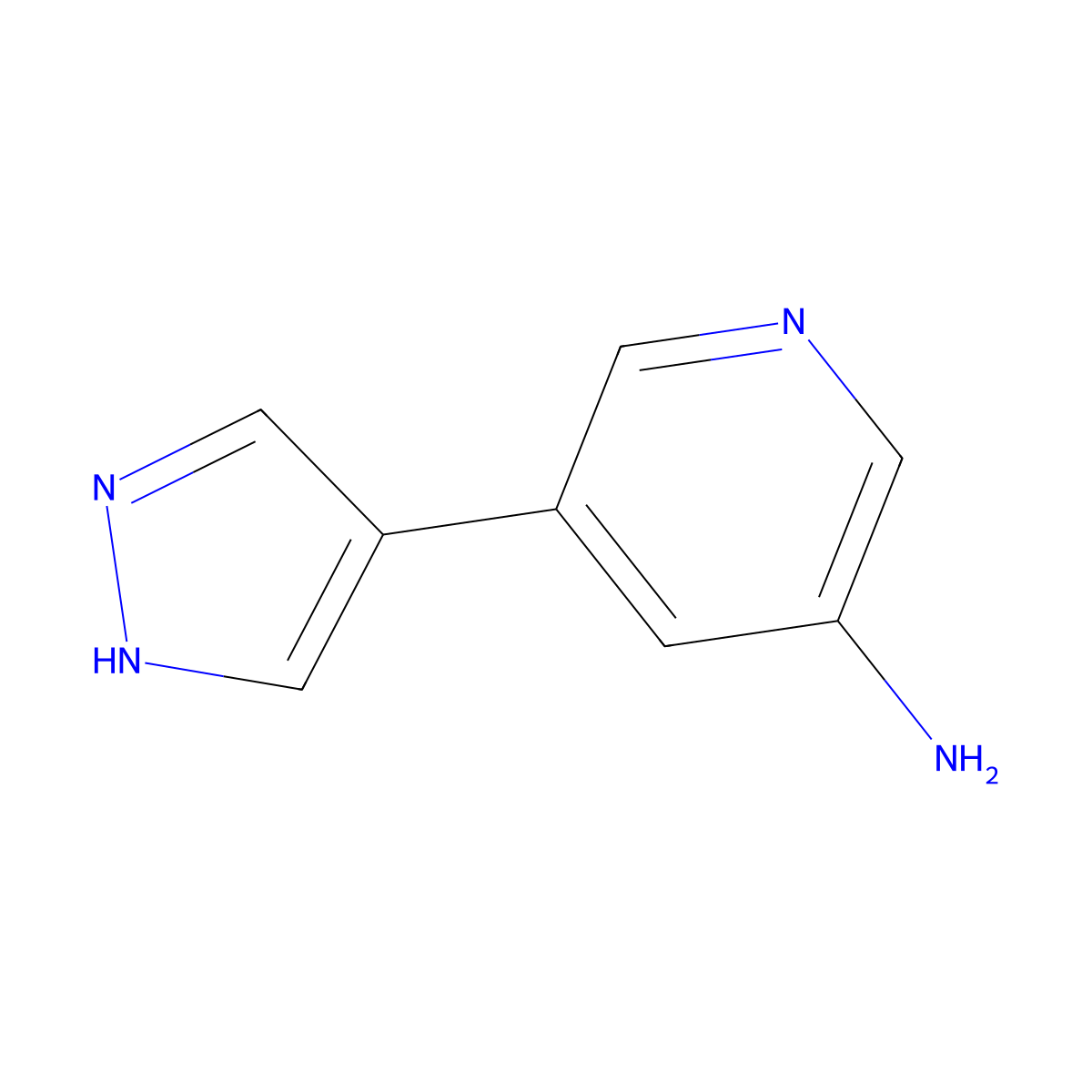 5-(1H-pyrazol-4-yl)pyridin-3-amine molecular structure, CAS 1476040-40-0