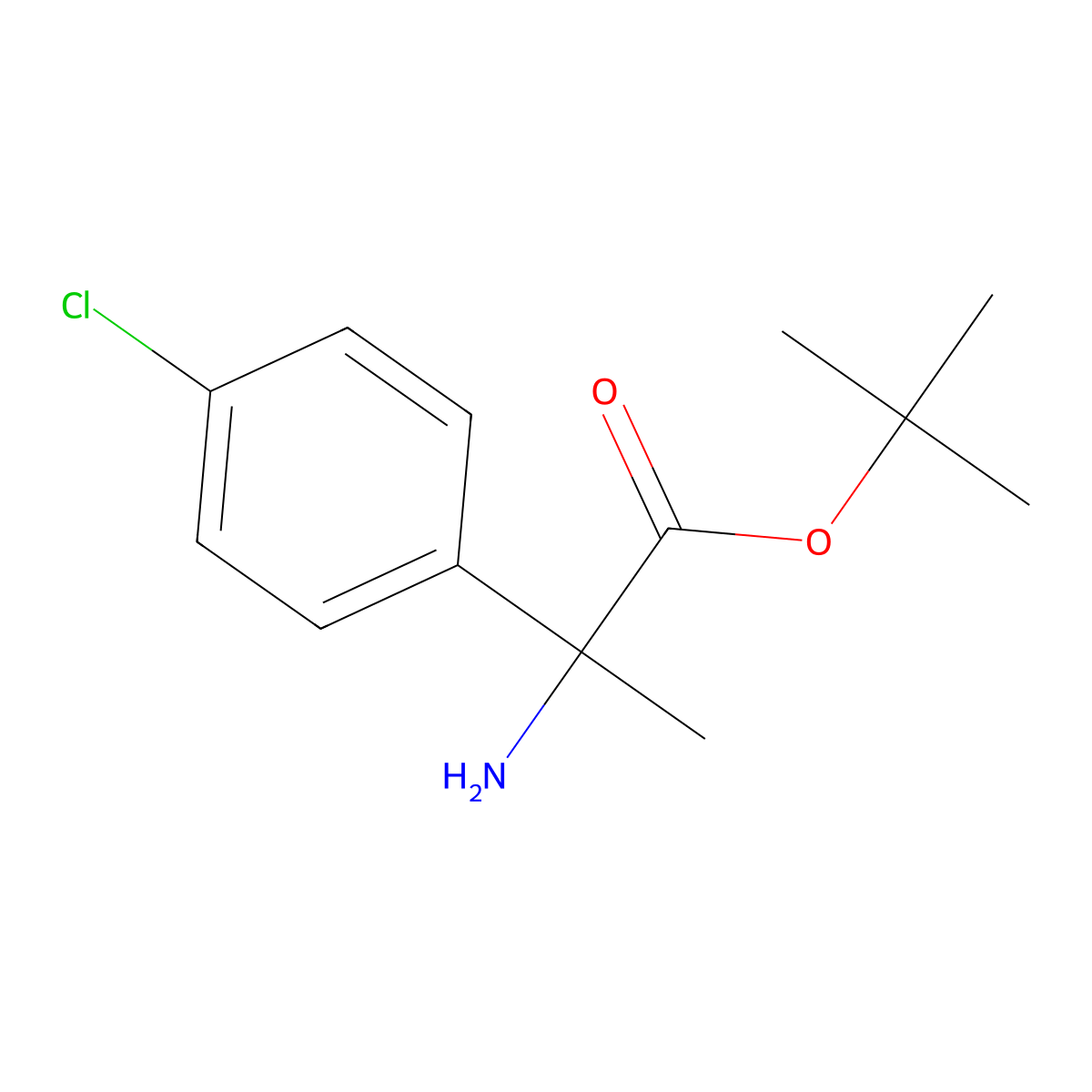 Tert-butyl 2-amino-2-(4-chlorophenyl)propanoate molecular structure, CAS 1476047-11-6