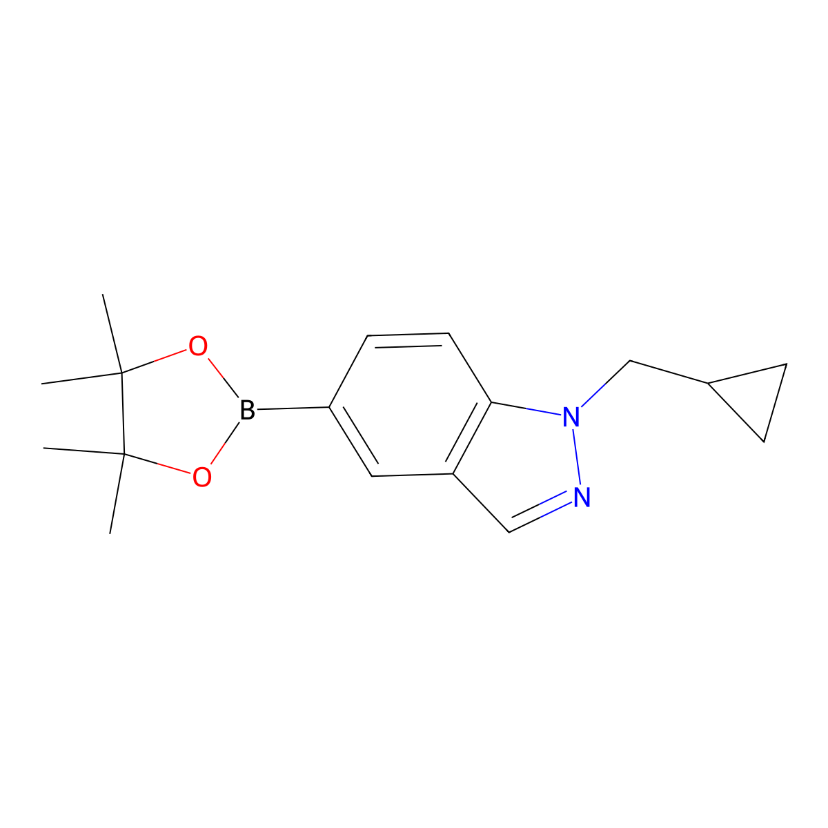 1-(cyclopropylmethyl)-5-(4,4,5,5-tetramethyl-1,3,2-dioxaborolan-2-yl)-1H-indazole molecular structure, CAS 1476076-05-7