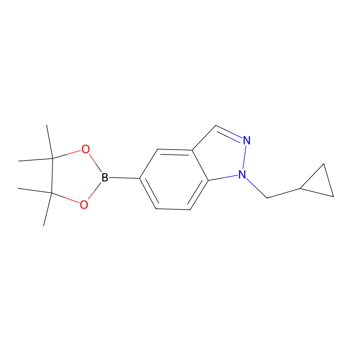 1-(cyclopropylmethyl)-5-(4,4,5,5-tetramethyl-1,3,2-dioxaborolan-2-yl)-1H-indazole molecular structure, CAS 1476076-05-7