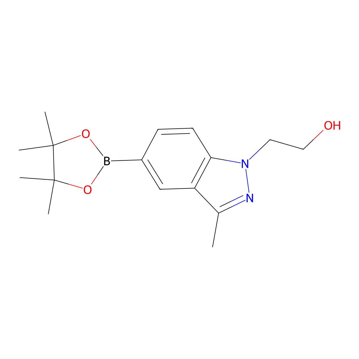 2-[3-Methyl-5-(4,4,5,5-tetramethyl-1,3,2-dioxaborolan-2-yl)-1H-indazol-1-yl]ethan-1-ol molecular structure, CAS 1476076-06-8