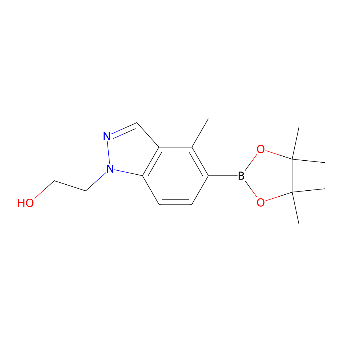 2-[4-Methyl-5-(4,4,5,5-tetramethyl-1,3,2-dioxaborolan-2-yl)-1H-indazol-1-yl]ethan-1-ol molecular structure, CAS 1476076-07-9