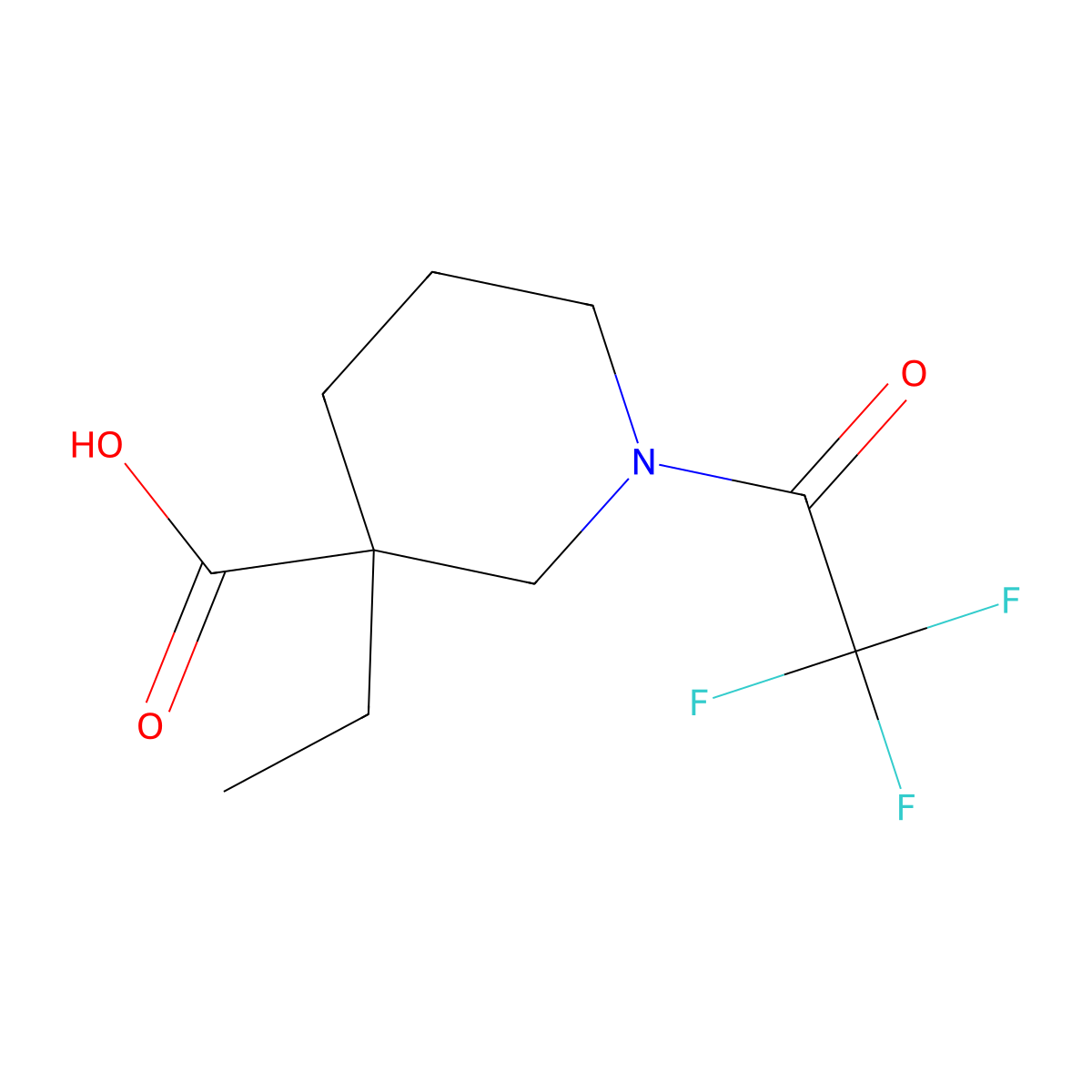 3-Ethyl-1-(trifluoroacetyl)piperidine-3-carboxylic acid molecular structure, CAS 1476089-79-8