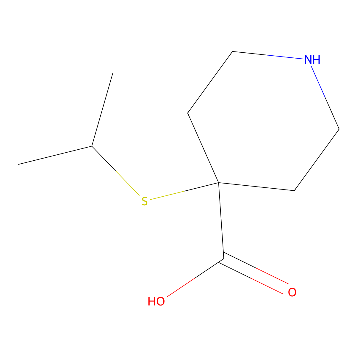 4-(Isopropylthio)piperidine-4-carboxylic acid molecular structure, CAS 1476089-83-4