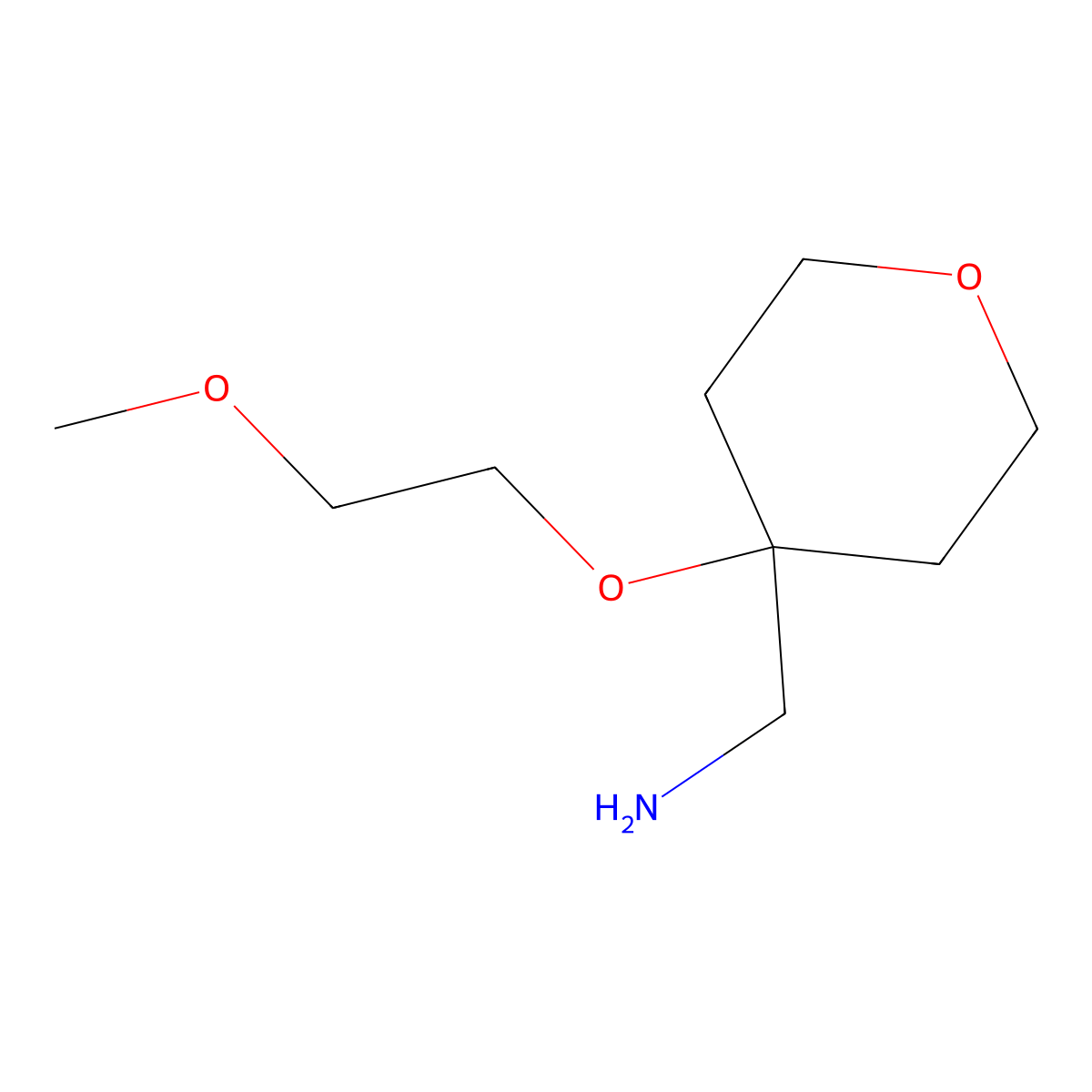 [4-(2-Methoxyethoxy)oxan-4-yl]methanamine molecular structure, CAS 1476093-27-2