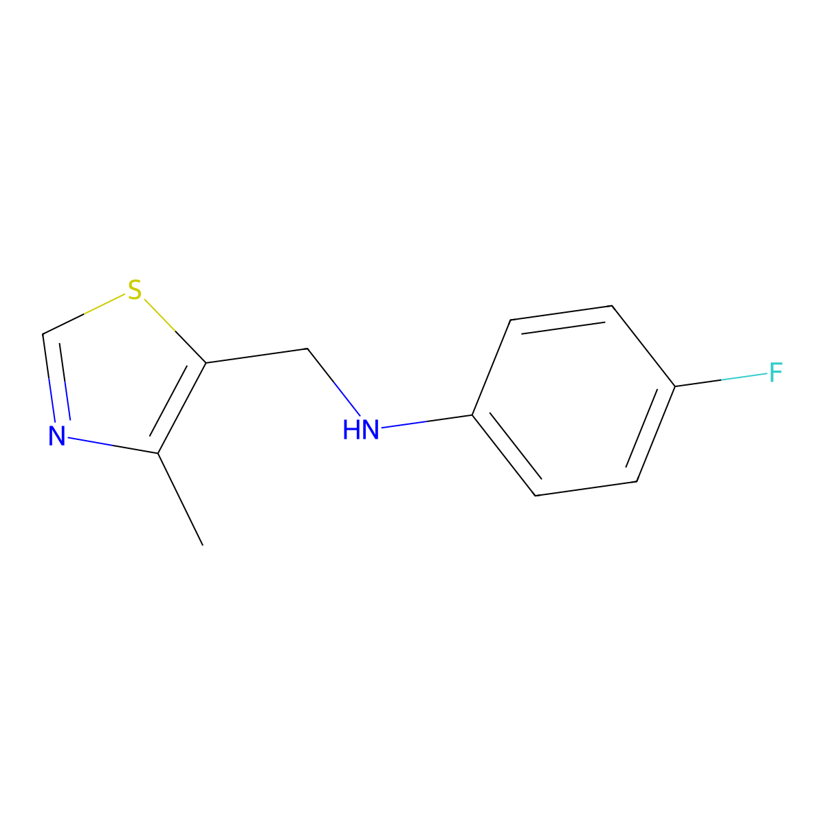 4-fluoro-N-[(4-methyl-1,3-thiazol-5-yl)methyl]aniline molecular structure, CAS 1476093-68-1
