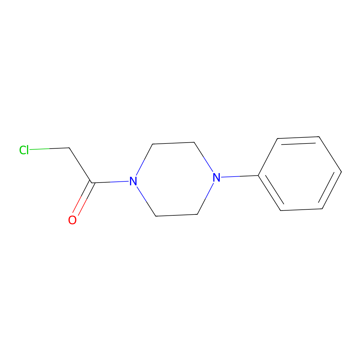 2-Chloro-1-(4-phenylpiperazin-1-yl)ethanone molecular structure, CAS 14761-39-8
