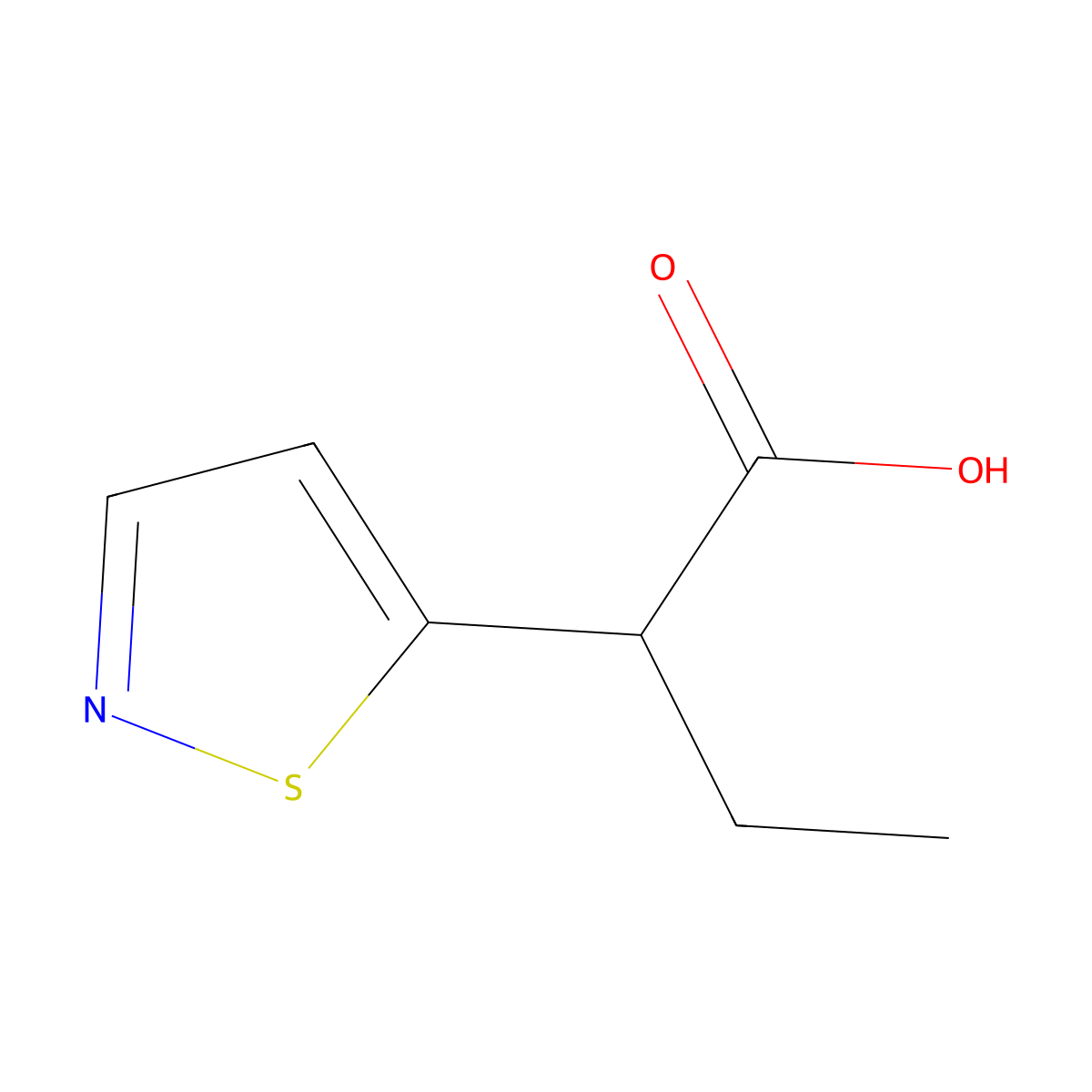 2-(1,2-Thiazol-5-yl)butanoic acid molecular structure, CAS 1476100-34-1