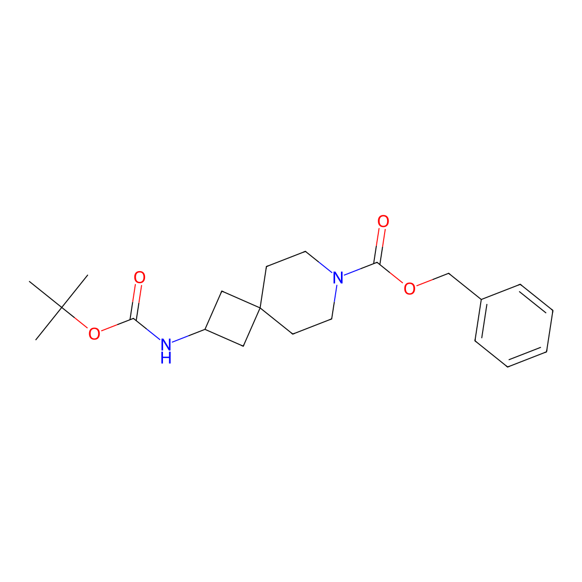 Benzyl 2-((tert-butoxycarbonyl)amino)-7-azaspiro[3.5]nonane-7-carboxylate molecular structure, CAS 147611-04-9