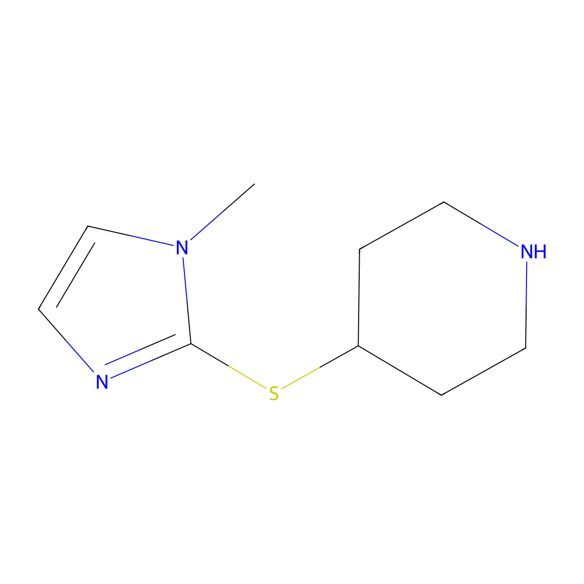4-((1-Methyl-1h-imidazol-2-yl)thio)piperidine molecular structure, CAS 147611-58-3