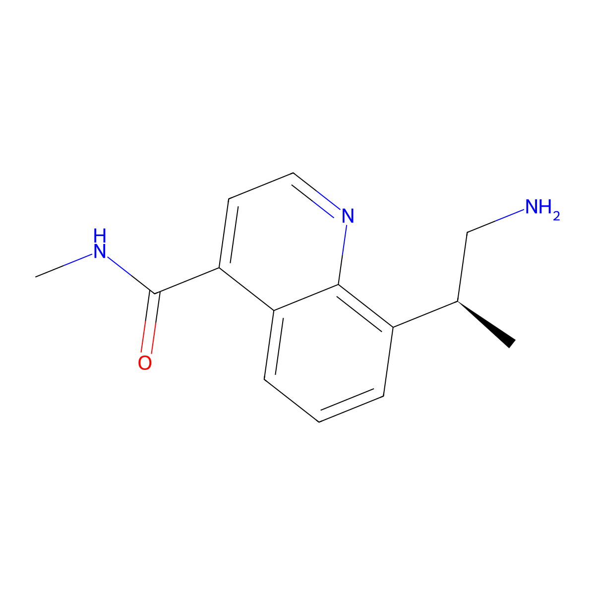 (S)-8-(1-aminopropan-2-yl)-N-methylquinoline-4-carboxamide molecular structure, CAS 1476157-62-6
