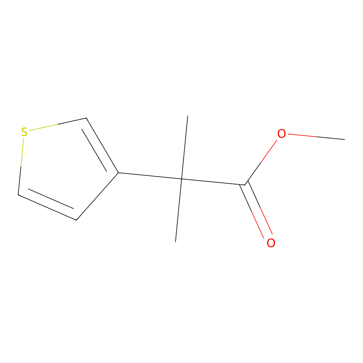 2-Methyl-2-thiophen-3-yl-propionic acid methyl ester molecular structure, CAS 147632-26-6
