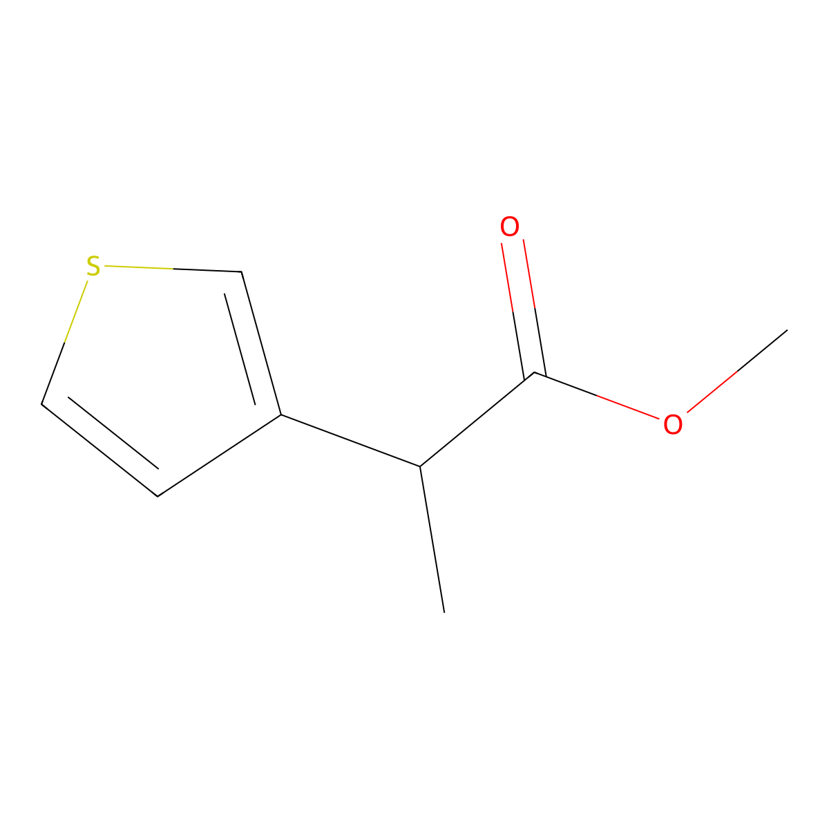 Methyl 2-(thiophen-3-yl)propanoate molecular structure, CAS 147632-29-9