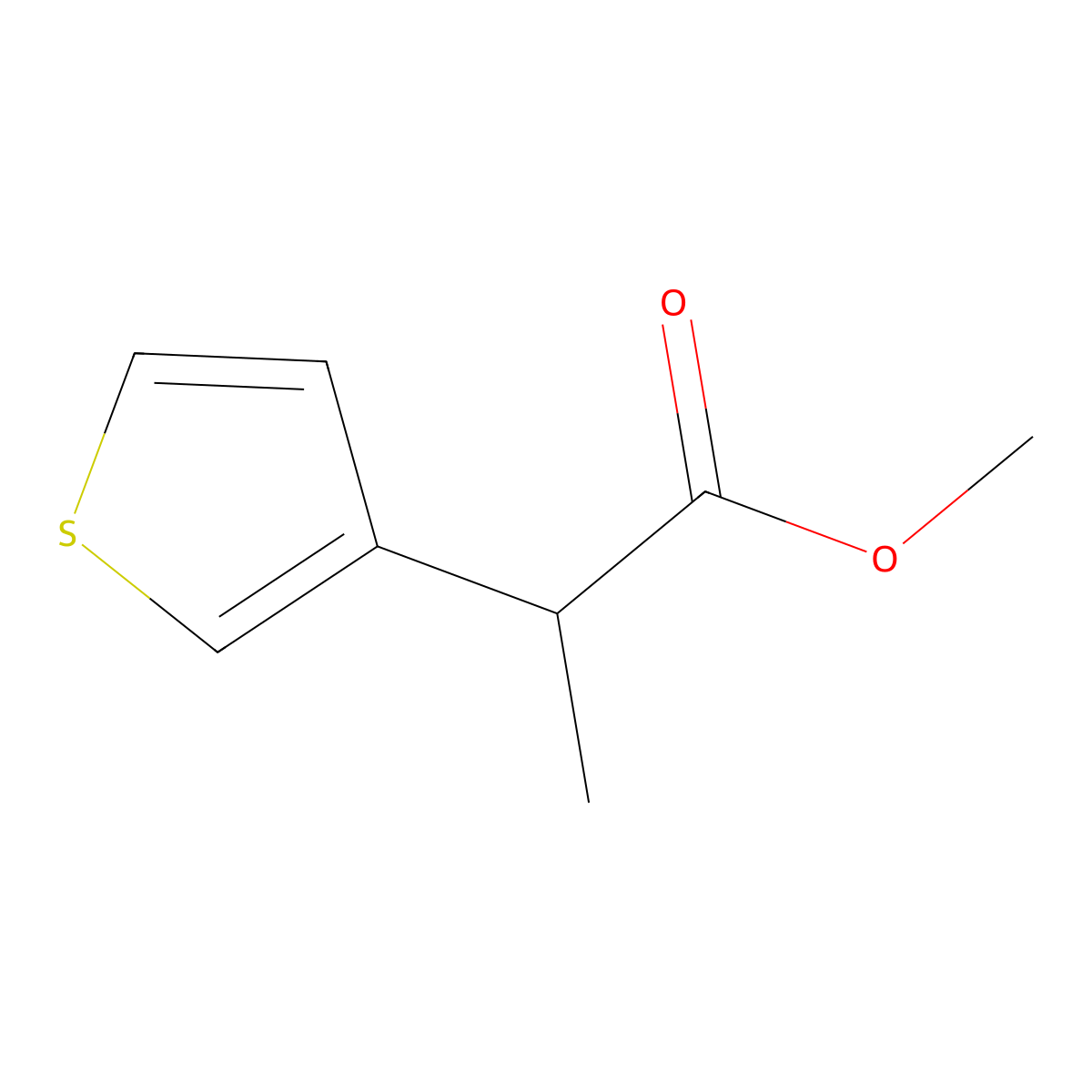 Methyl 2-(thiophen-3-yl)propanoate molecular structure, CAS 147632-29-9