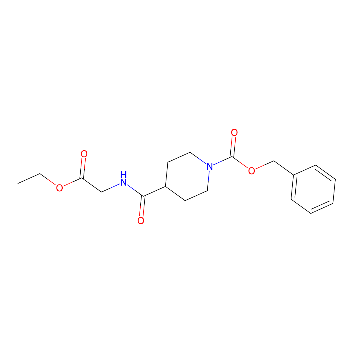 1-Benzyloxycarbonyl-4-(ethoxycarbonylmethylcarbamoyl)piperidine molecular structure, CAS 147635-30-1
