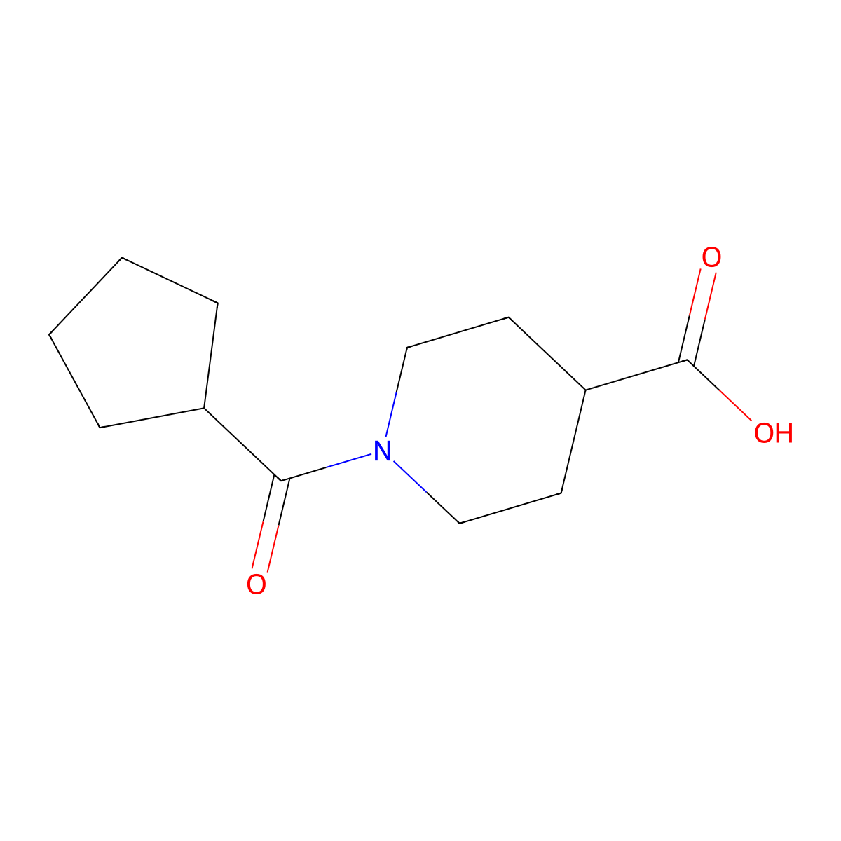 1-(Cyclopentanecarbonyl)piperidine-4-carboxylic acid molecular structure, CAS 147636-33-7