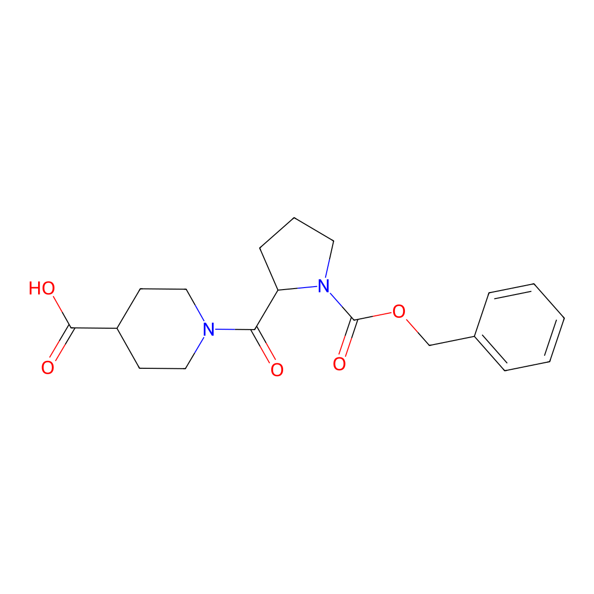1-[(2S)-1-[(benzyloxy)carbonyl]pyrrolidine-2-carbonyl]piperidine-4-carboxylic acid molecular structure, CAS 147636-37-1