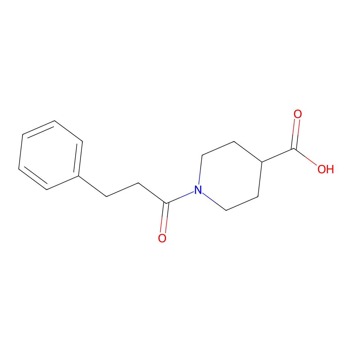 1-(3-Phenylpropanoyl)piperidine-4-carboxylic acid molecular structure, CAS 147636-42-8