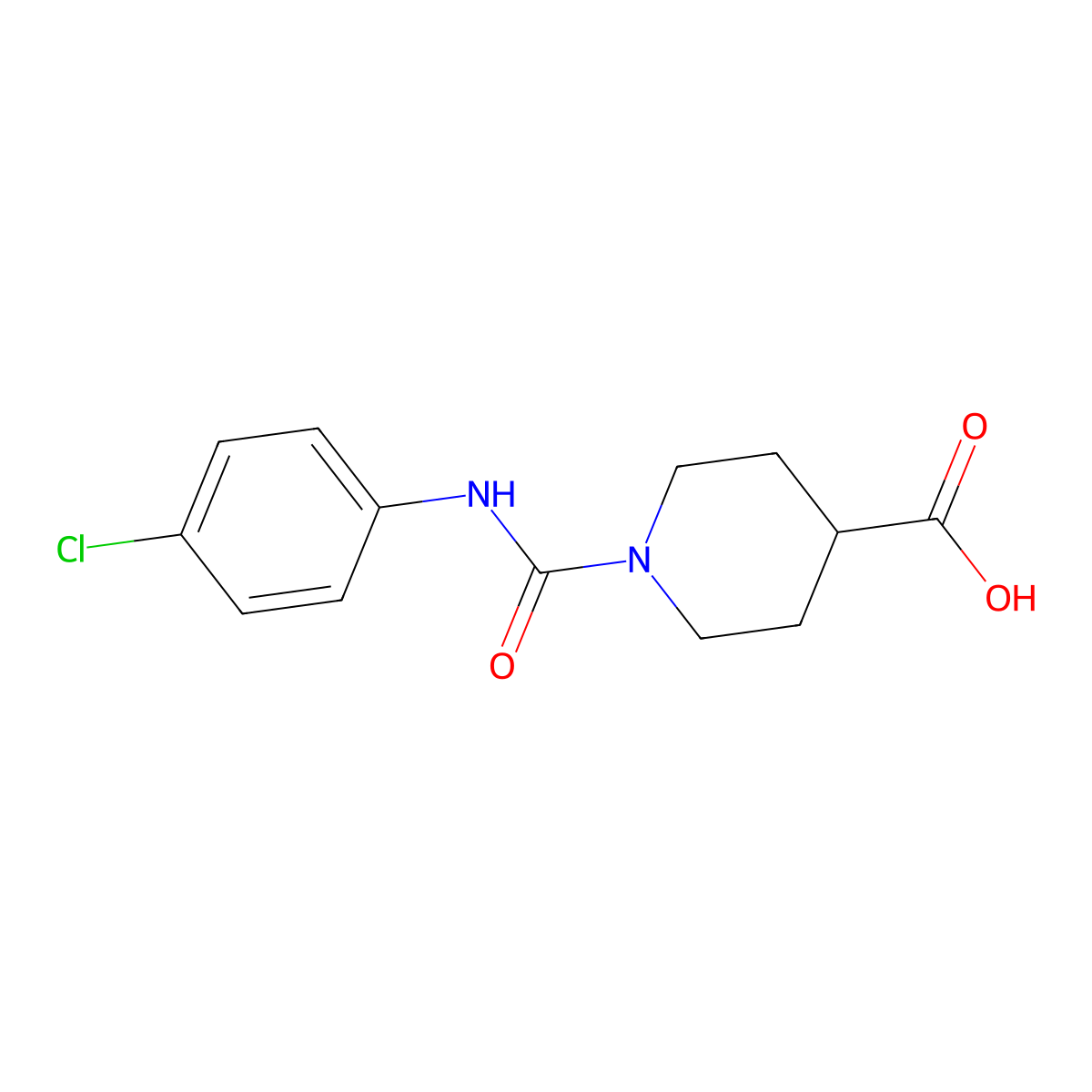 1-((4-Chlorophenyl)carbamoyl)piperidine-4-carboxylic acid molecular structure, CAS 147636-50-8