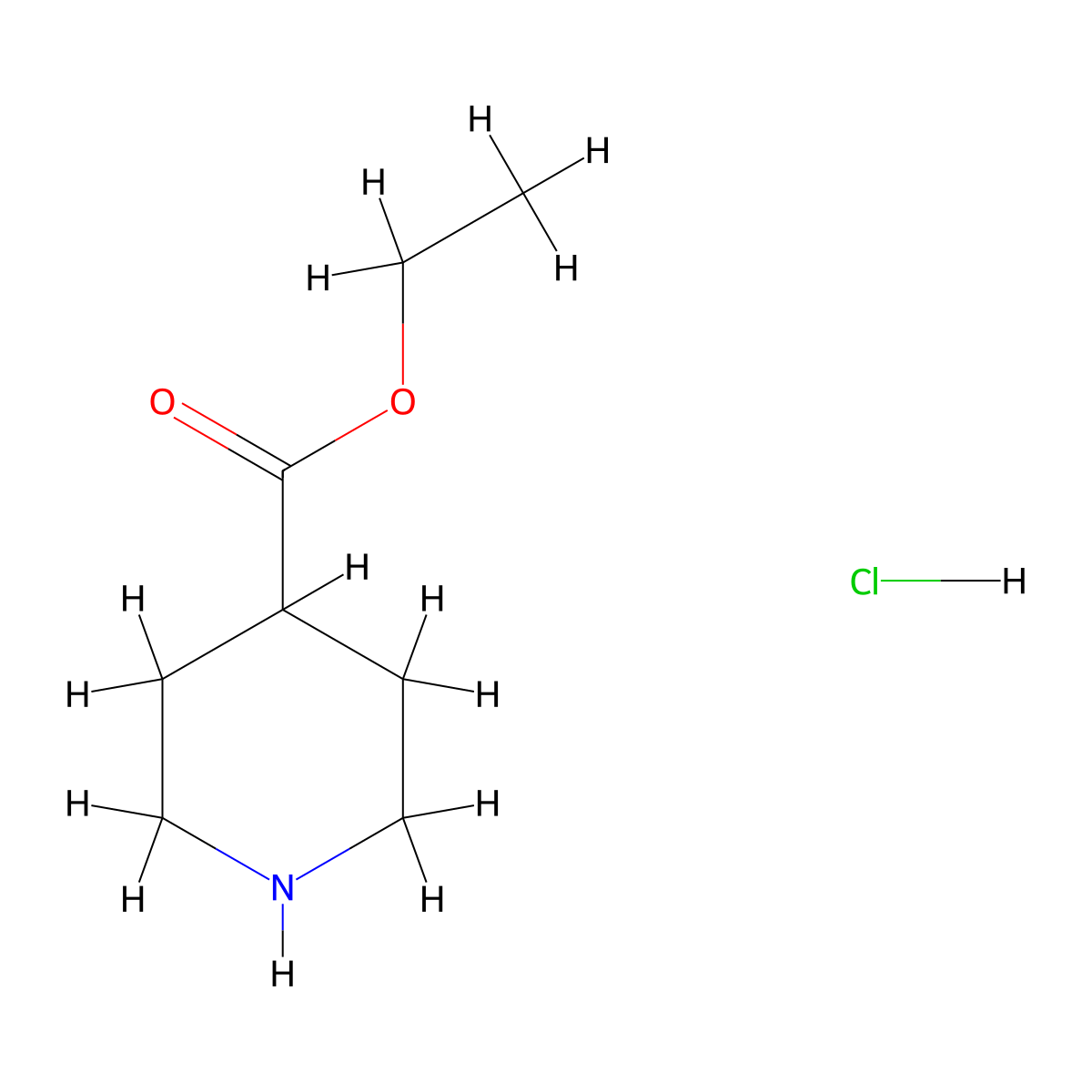 Ethyl 4-piperidinecarboxylate hydrochloride molecular structure, CAS 147636-76-8