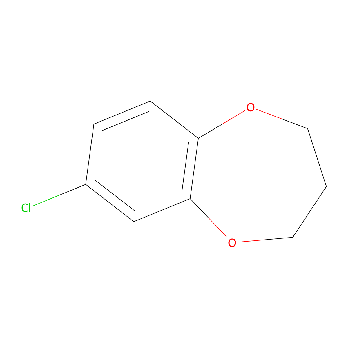 7-chloro-3,4-dihydro-2H-1,5-benzodioxepine molecular structure, CAS 147644-10-8