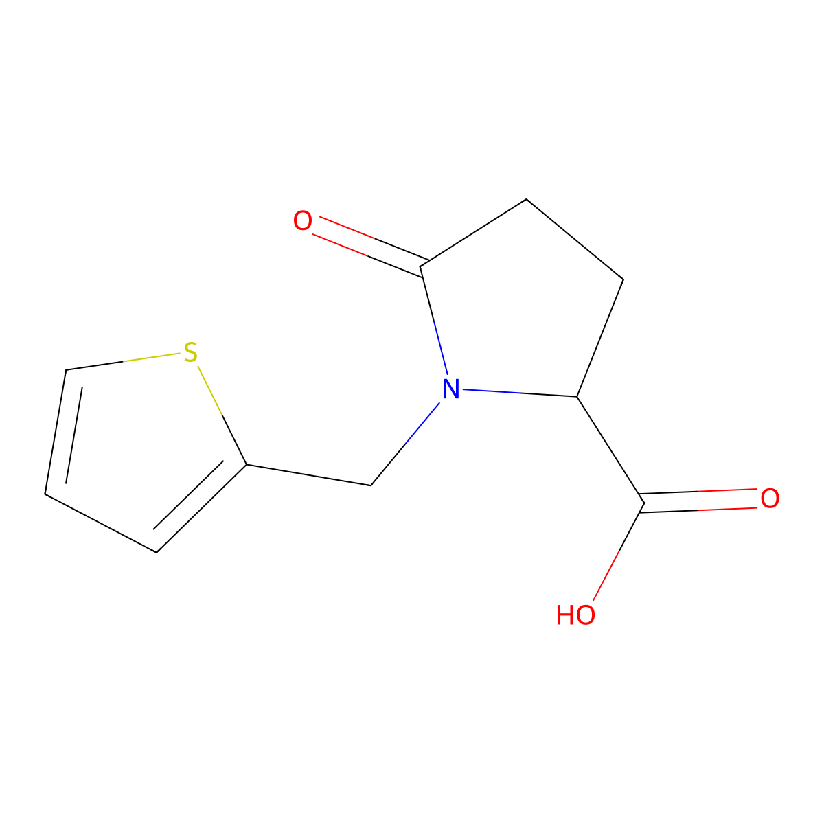 5-Oxo-1-(2-thienylmethyl)-2-pyrrolidinecarboxylic acid molecular structure, CAS 147648-56-4