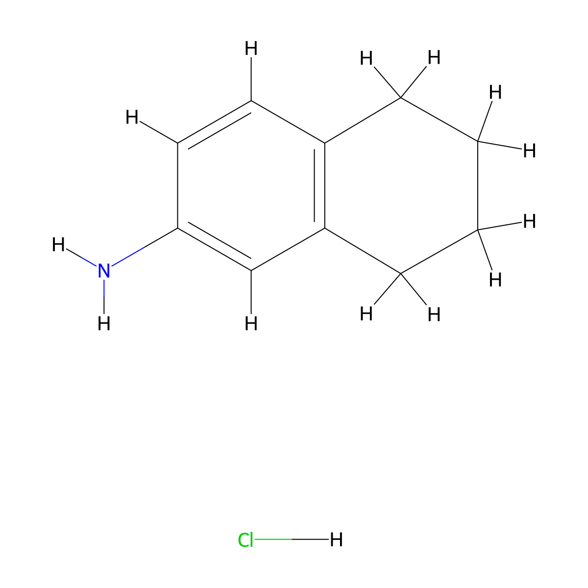 5,6,7,8-Tetrahydronaphthalen-2-amine hydrochloride molecular structure, CAS 14765-92-5