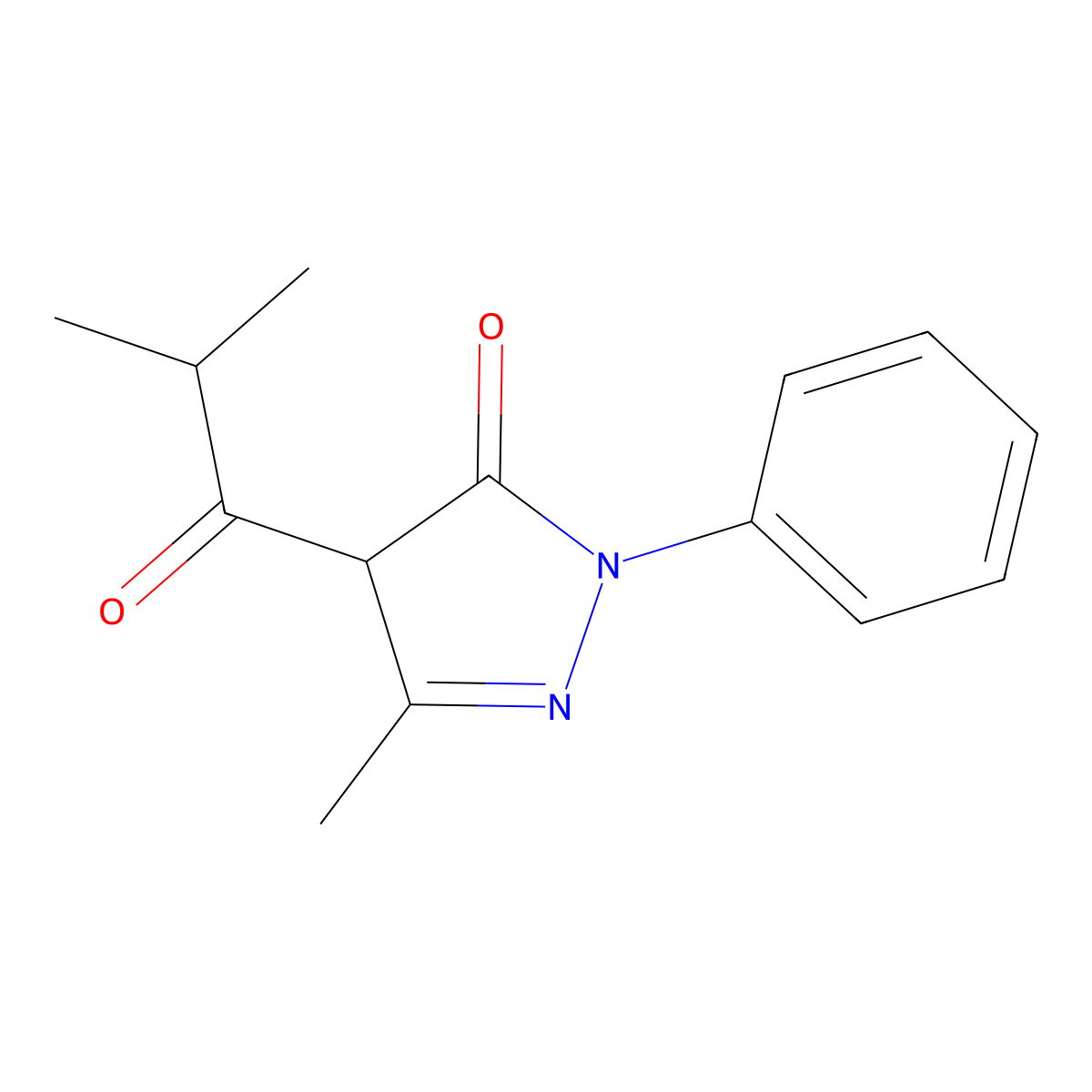 4-Isobutyryl-3-methyl-1-phenyl-1H-pyrazol-5(4H)-one molecular structure, CAS 147663-44-3