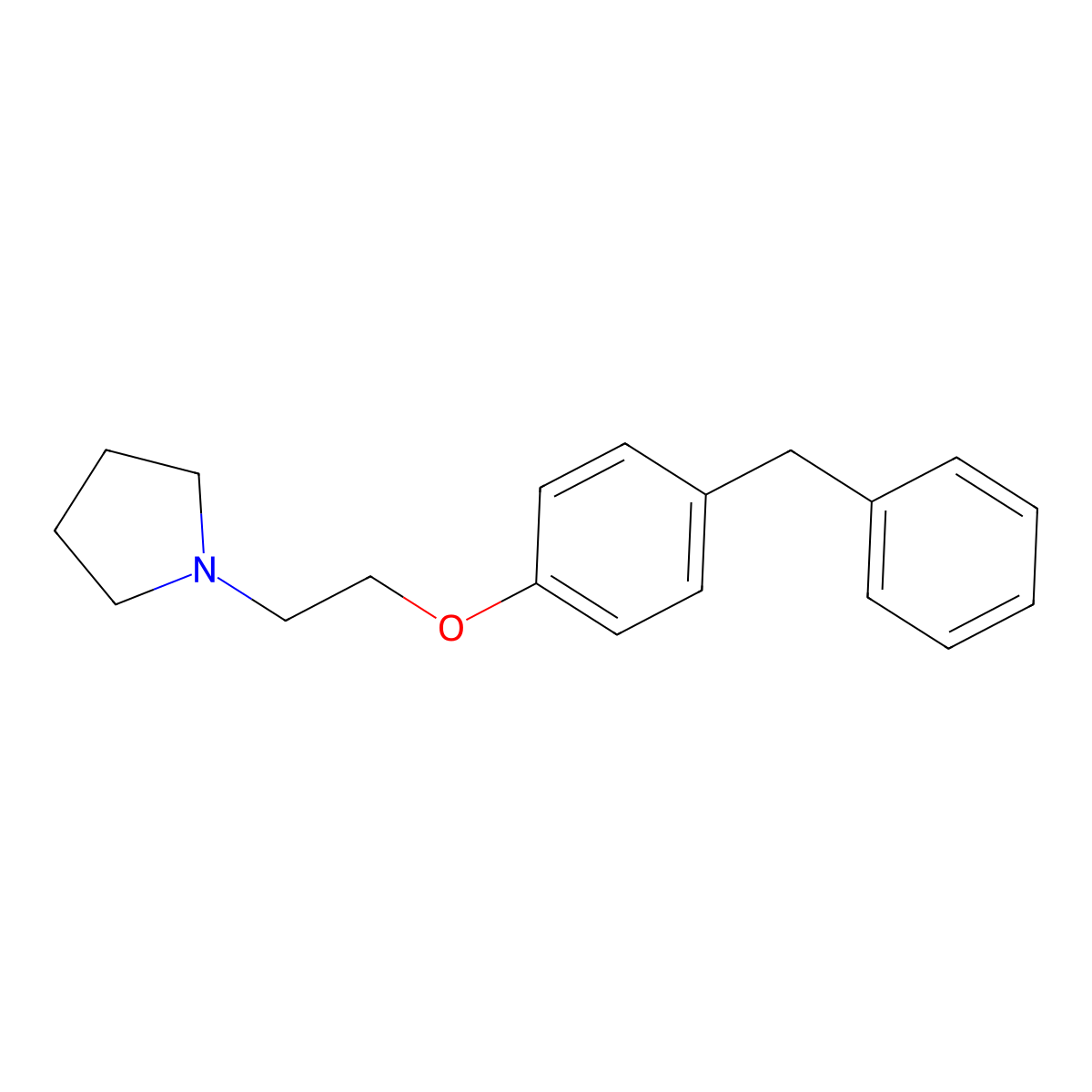 Pyrrolidino-benzylphenoxyethanamine molecular structure, CAS 147664-41-3