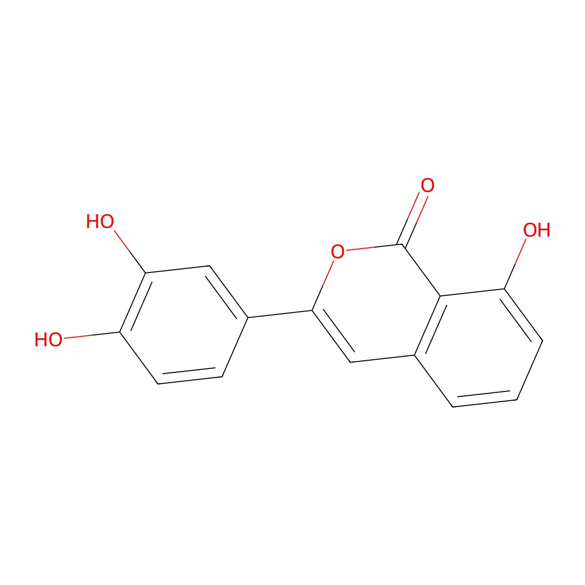 3-(3,4-Dihydroxyphenyl)-8-hydroxy-1H-2-benzopyran-1-one molecular structure, CAS 147666-80-6