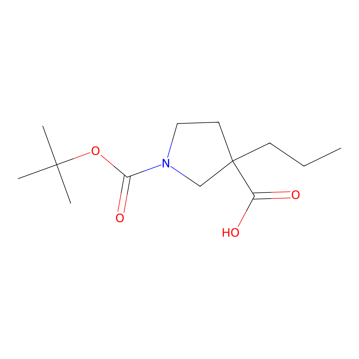 1-(Tert-butoxycarbonyl)-3-propylpyrrolidine-3-carboxylic acid molecular structure, CAS 1476721-30-8