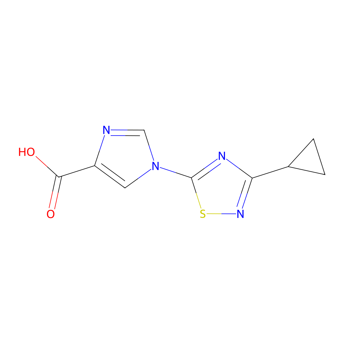 1-(3-cyclopropyl-1,2,4-thiadiazol-5-yl)-1H-imidazole-4-carboxylic acid molecular structure, CAS 1476722-39-0