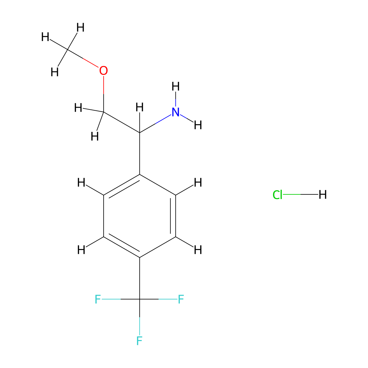 2-Methoxy-1-(4-(trifluoromethyl)phenyl)ethan-1-amine hydrochloride molecular structure, CAS 1476730-45-6