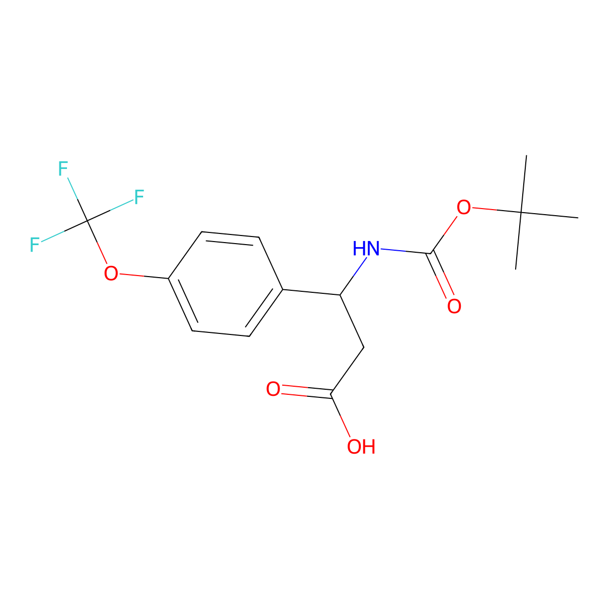 (R)-3-Tert-butoxycarbonylamino-3-(4-trifluoromethoxy-phenyl)-propionic acid molecular structure, CAS 1476730-89-8